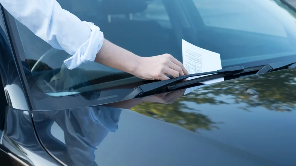 persona recogiendo multa de trafico